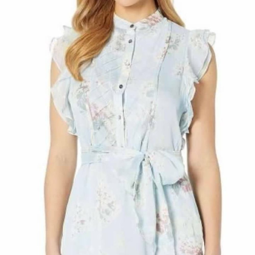 NEW RALPH LAUREN Blue Classic Romantic Midi Dress